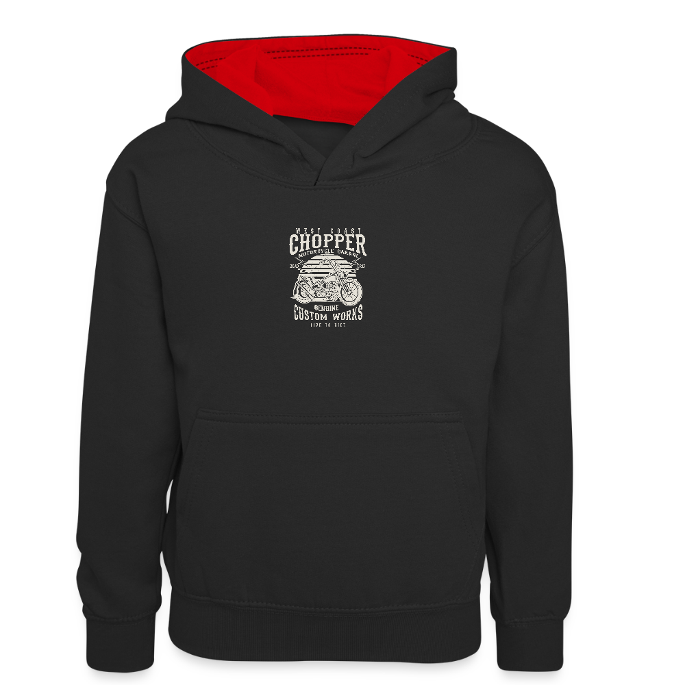 Teenager contrast-hoodie - zwart/rood