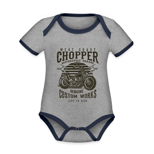 Baby contrasterend bio-rompertje met korte mouwen - grijs gemêleerd/navy