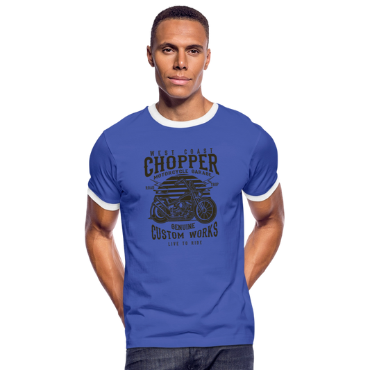 Mannen contrastshirt - blauw/wit