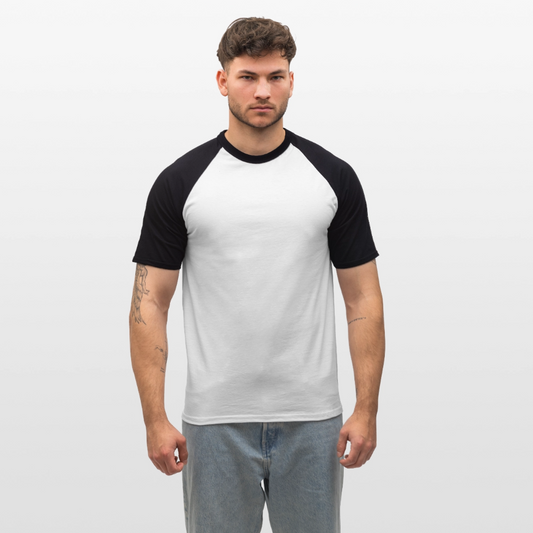 Mannen baseballshirt korte mouw - wit/zwart