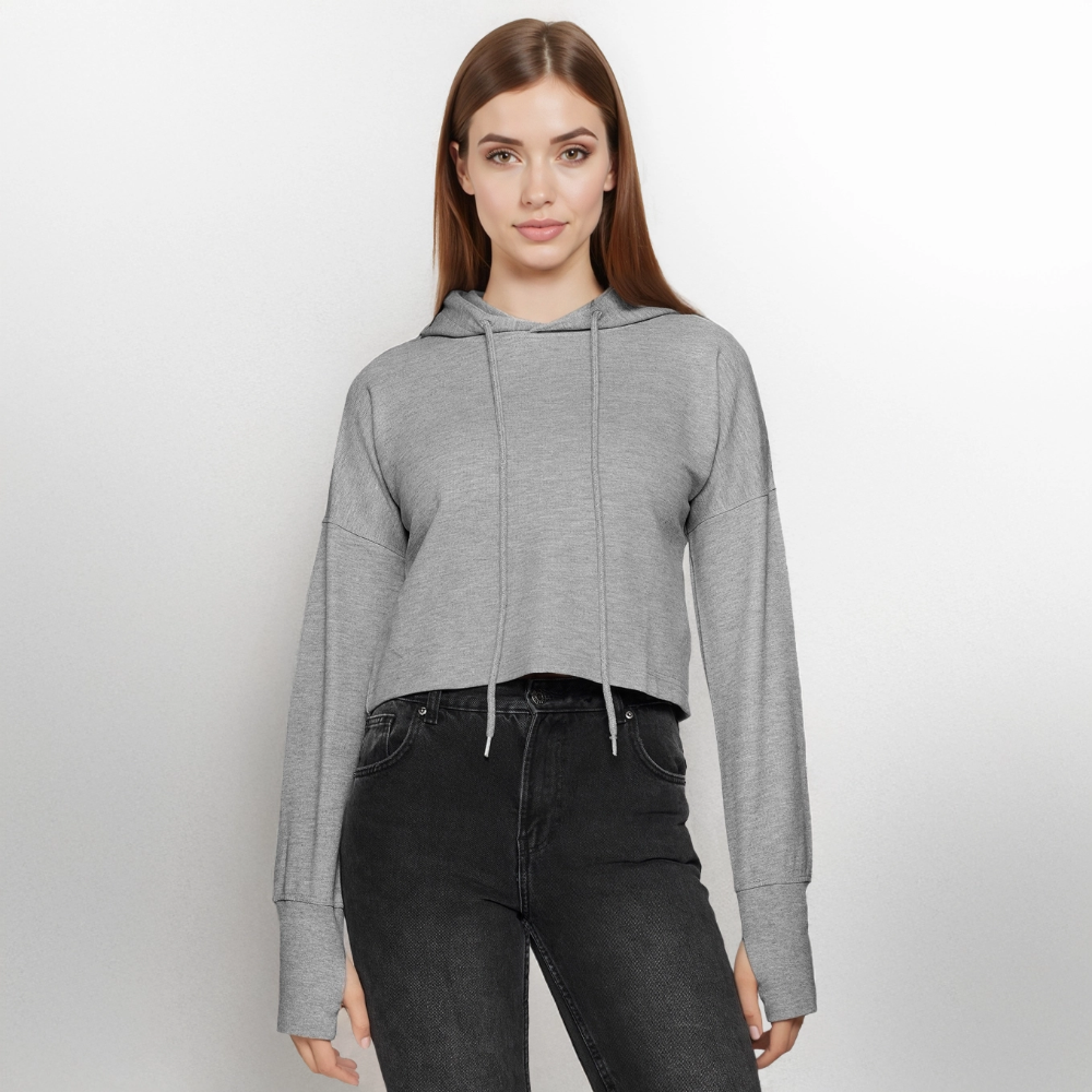 Cropped vrouwen hoodie - grijs gemêleerd