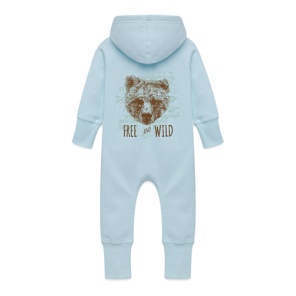 Baby bio sweat kruippakje met capuchon - celeste