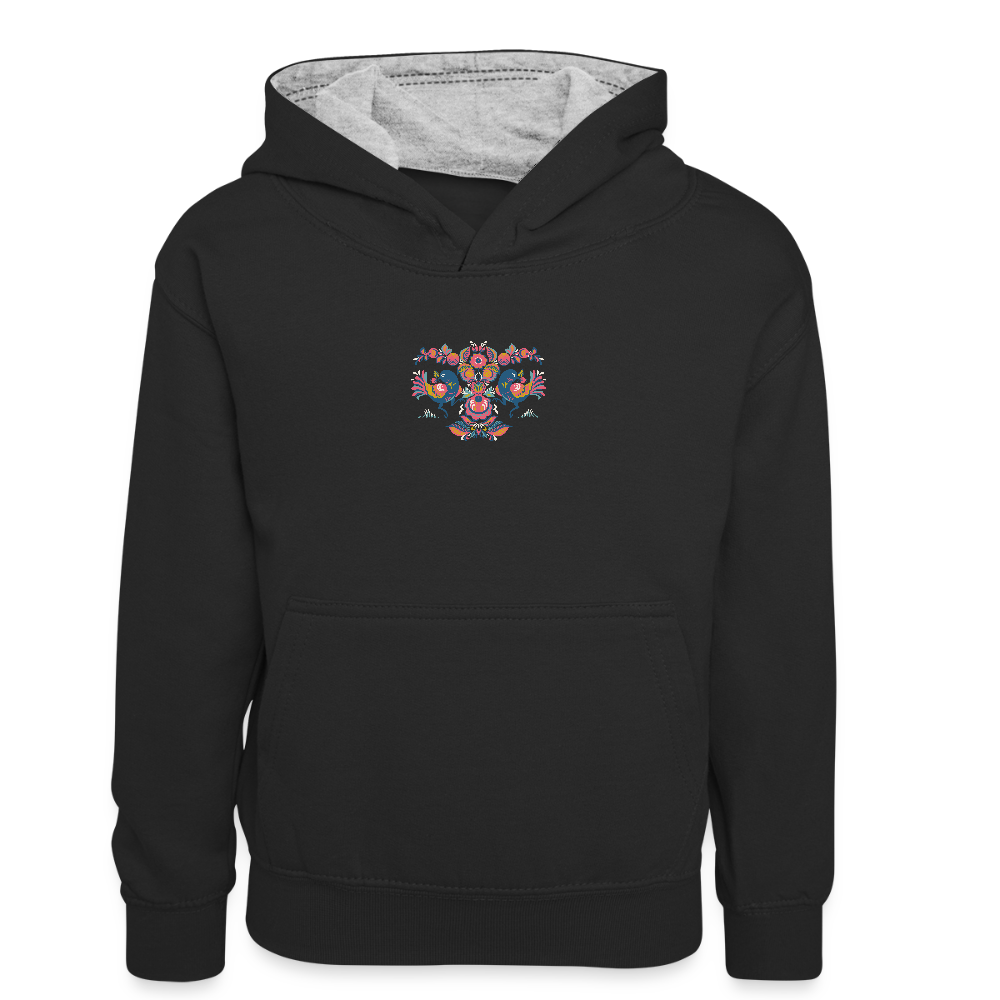 Teenager contrast-hoodie - zwart/grijs gemêleerd