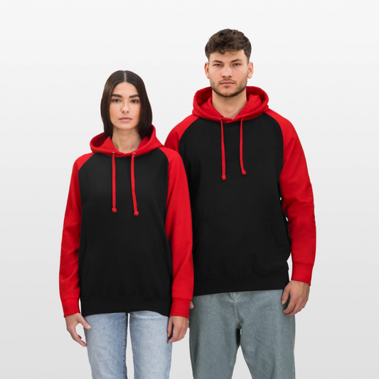 Unisex baseball hoodie - zwart/rood