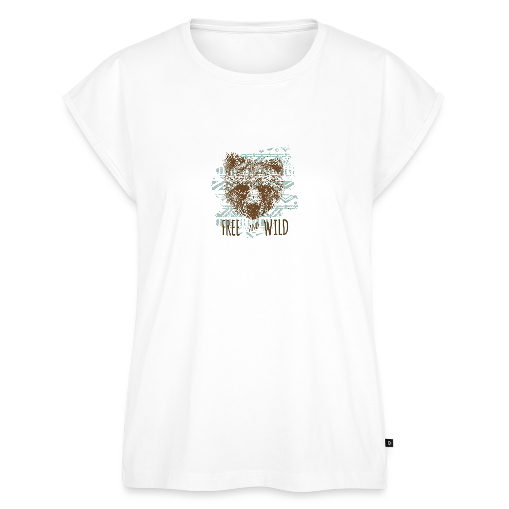 Vrouwen T-shirt met opgerolde mouwen - wit