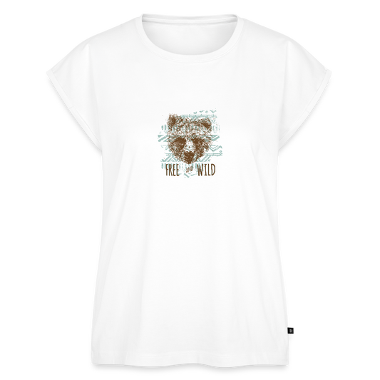 Vrouwen T-shirt met opgerolde mouwen - wit