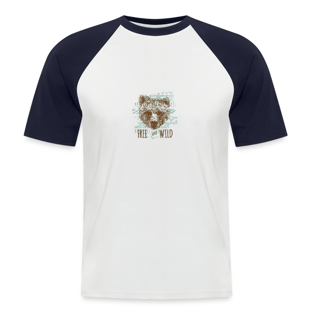 Mannen baseballshirt korte mouw - wit/navy
