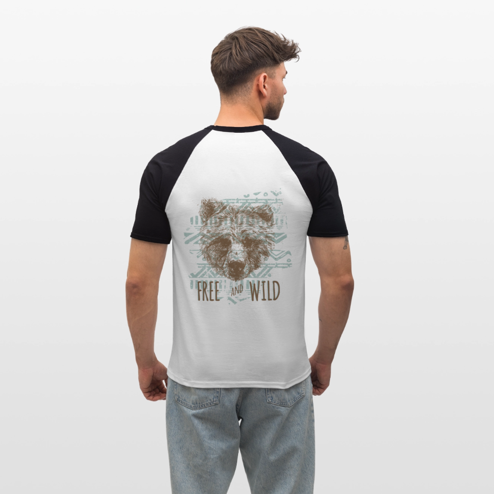 Mannen baseballshirt korte mouw - wit/zwart