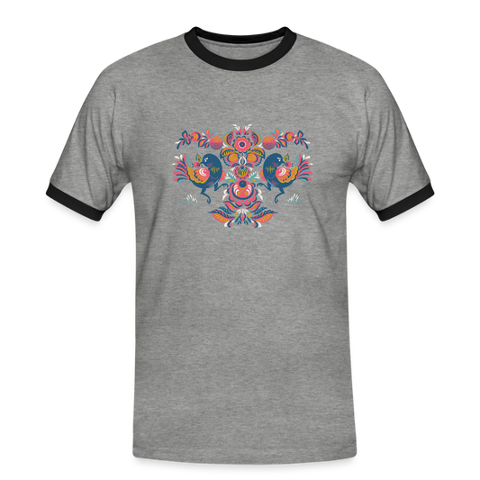 Mannen contrastshirt - grijs gemêleerd/zwart