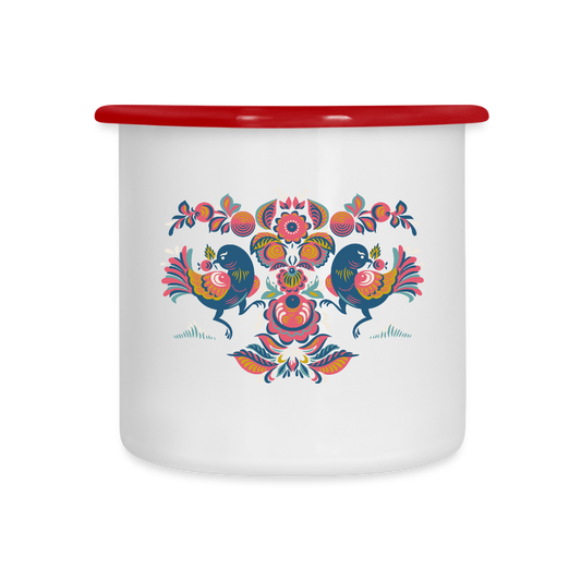 Emaille mok - wit/rood
