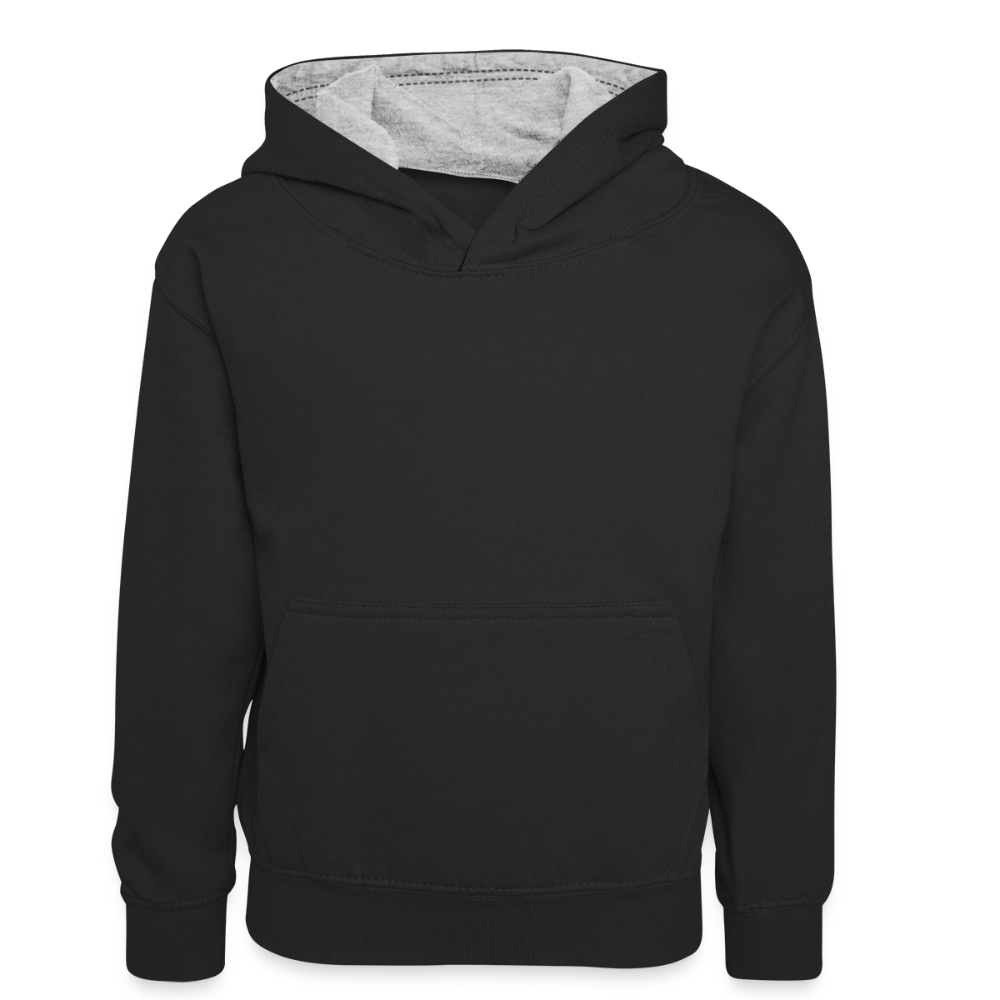 Teenager contrast-hoodie/kinderen contrast-hoodie - zwart/grijs gemêleerd