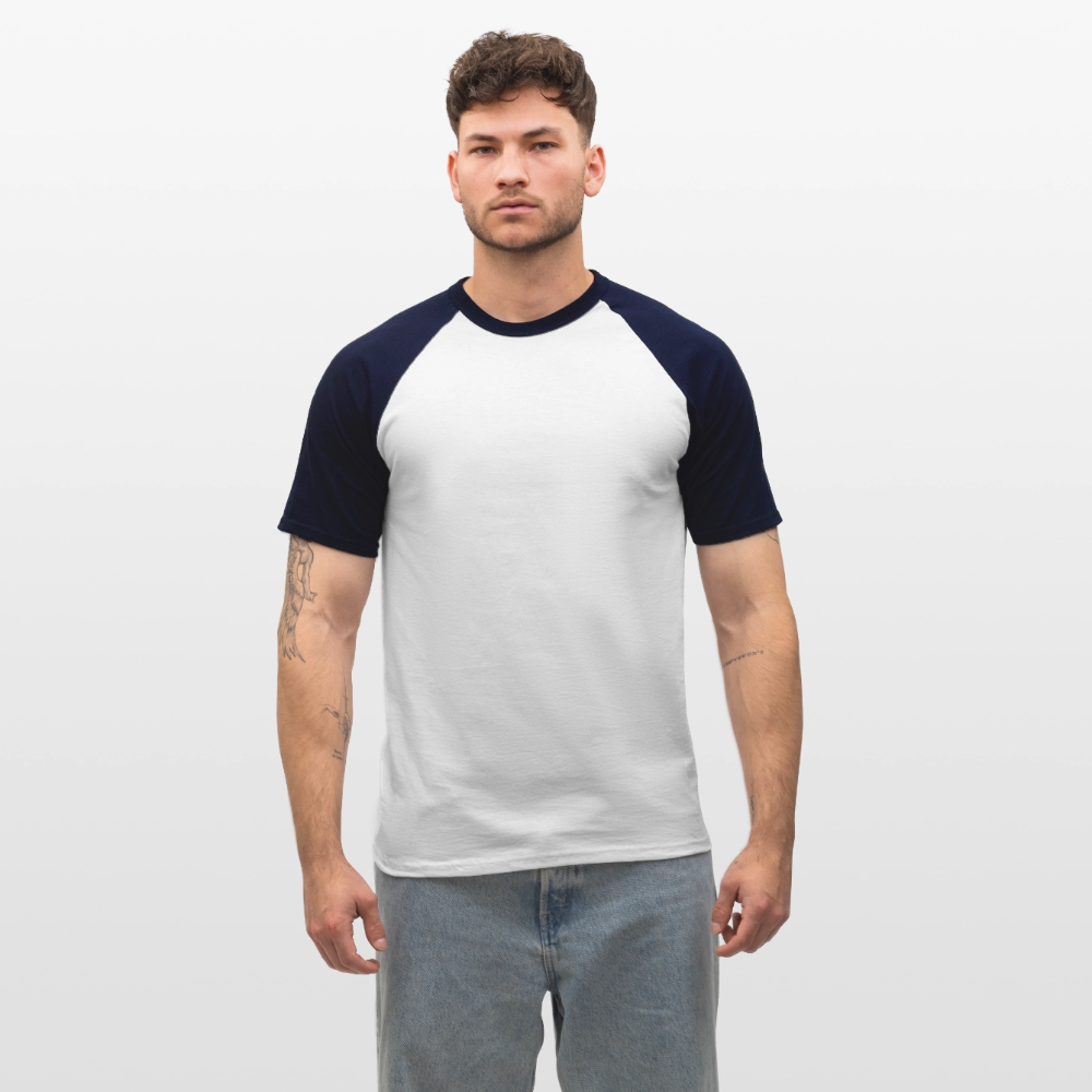 Mannen baseballshirt korte mouw - wit/navy