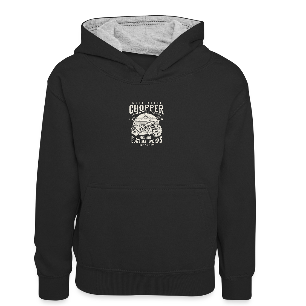 Teenager contrast-hoodie - zwart/grijs gemêleerd