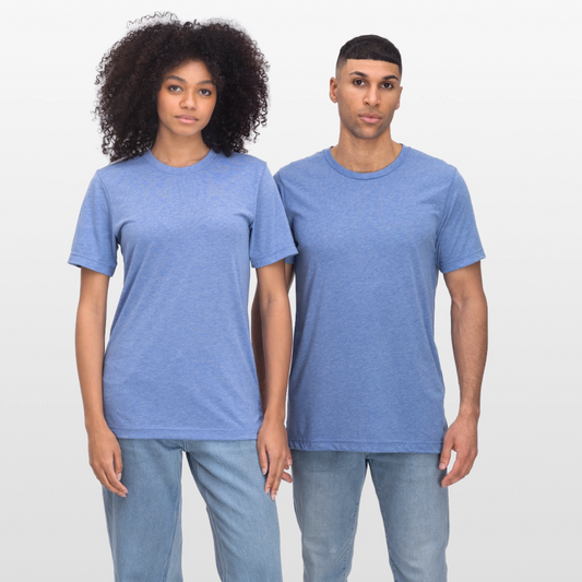 Unisex tri-blend T-shirt van Bella + Canvas - blauw gemêleerd