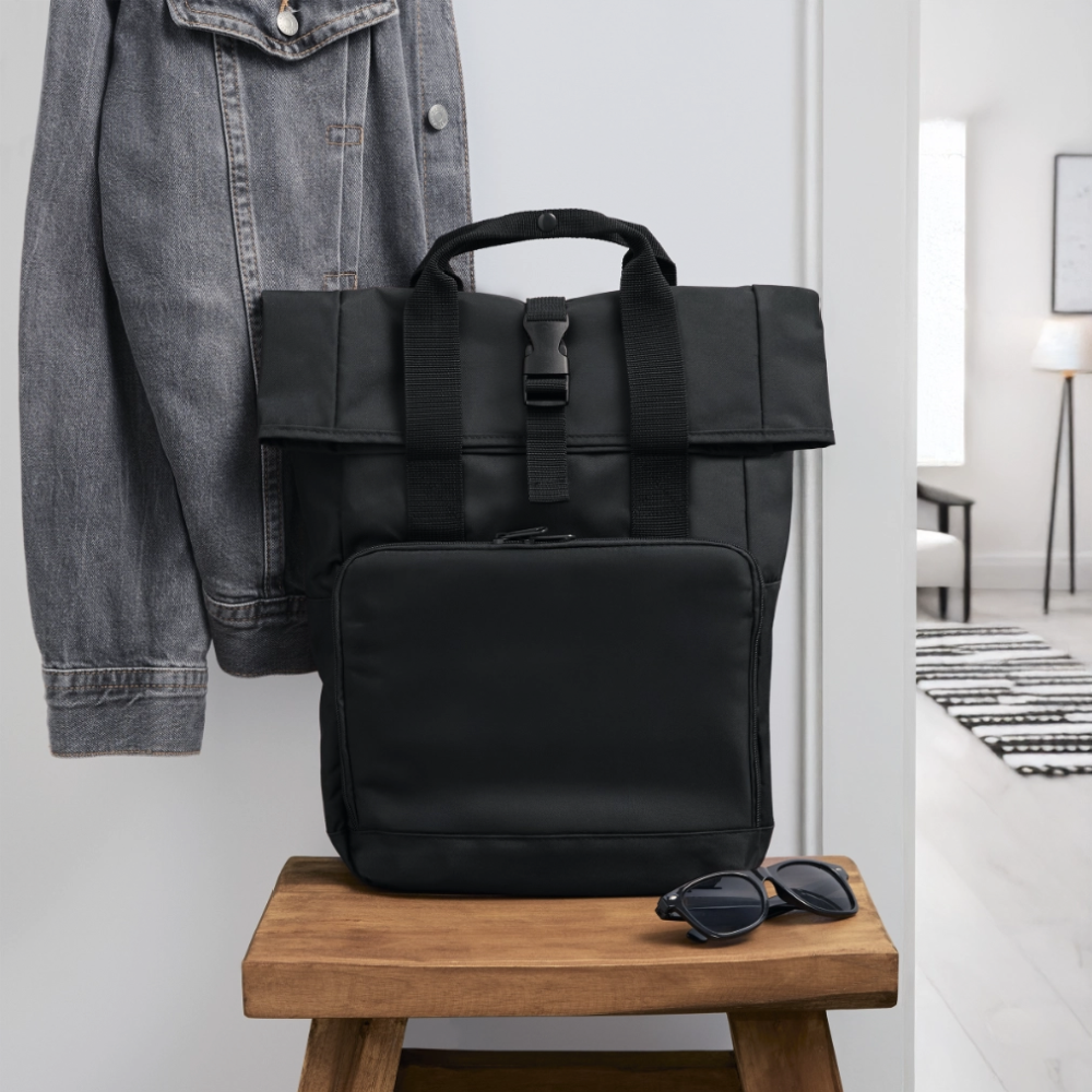 Rolltop rugzak met twee hengsels - zwart