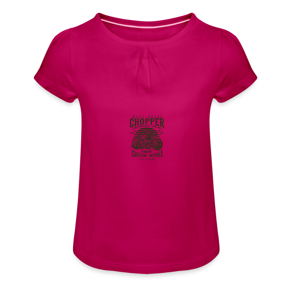 Meisjes-T-shirt met plooien - fuchsia