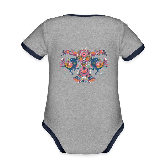 Baby contrasterend bio-rompertje met korte mouwen - grijs gemêleerd/navy