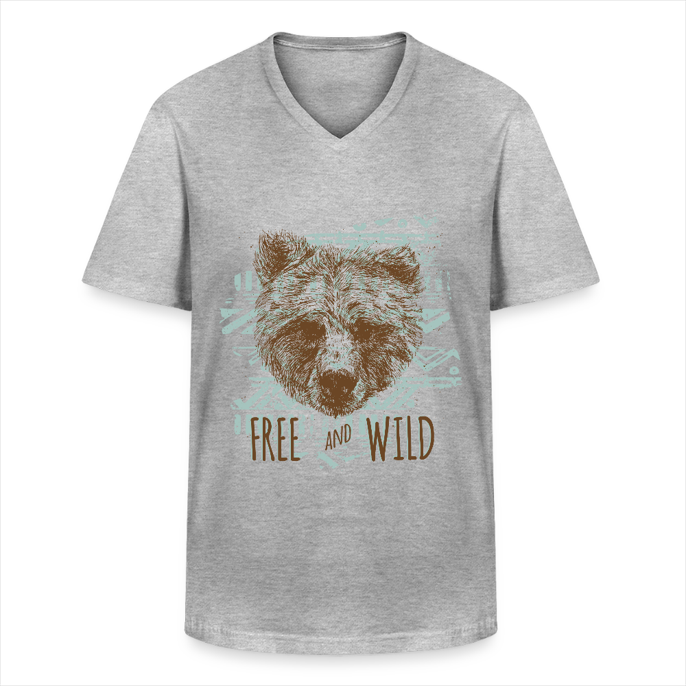 Klassiek mannen T-shirt met V-hals - grijs gemêleerd