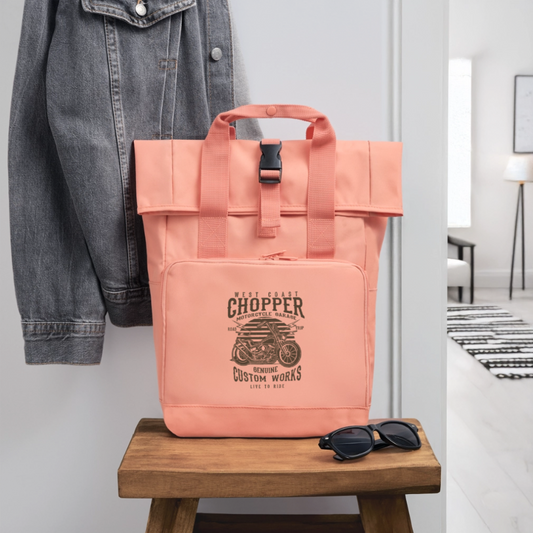 Rolltop rugzak met twee hengsels - chintzroze