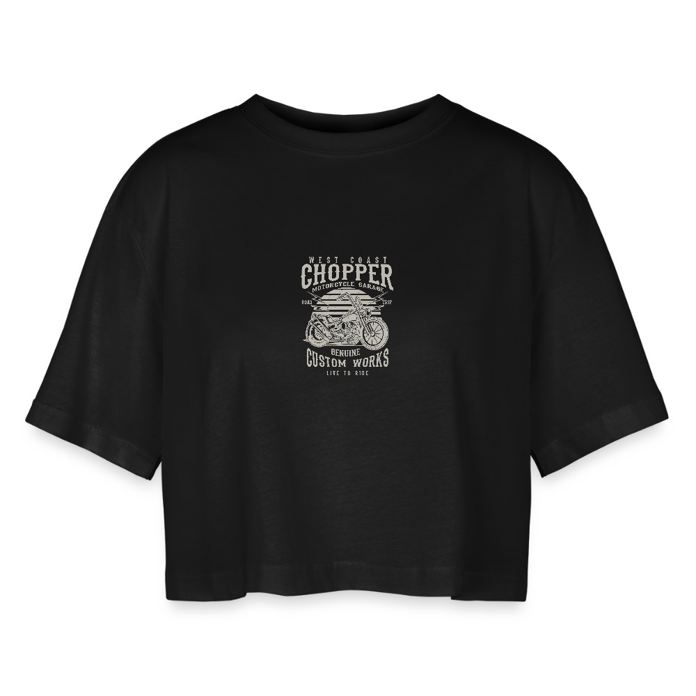 Vrouwen oversized cropped T-shirt - zwart