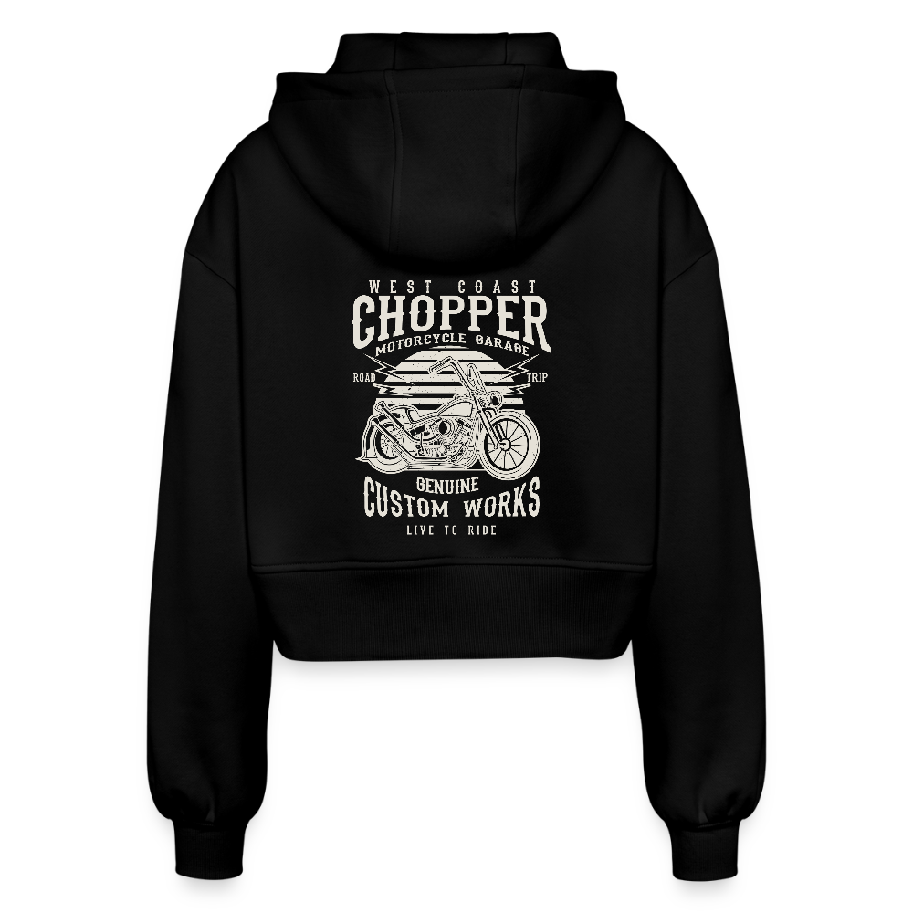 Vrouwen oversized cropped ziphoodie - zwart