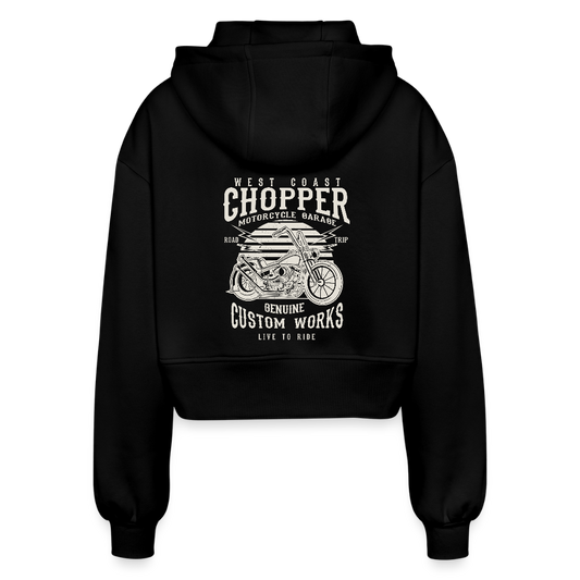 Vrouwen oversized cropped ziphoodie - zwart