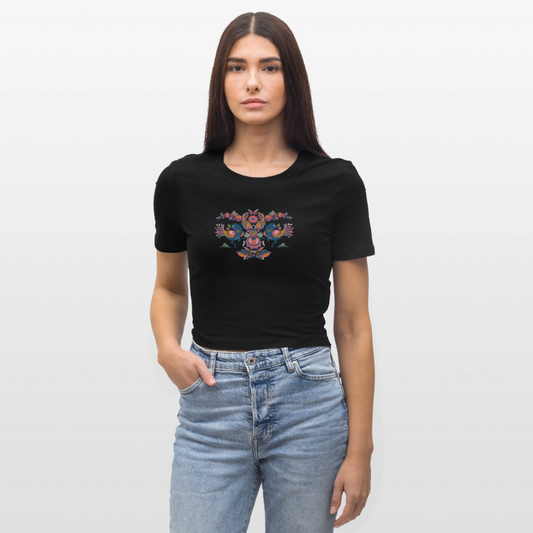 Cropped T-Shirt - zwart