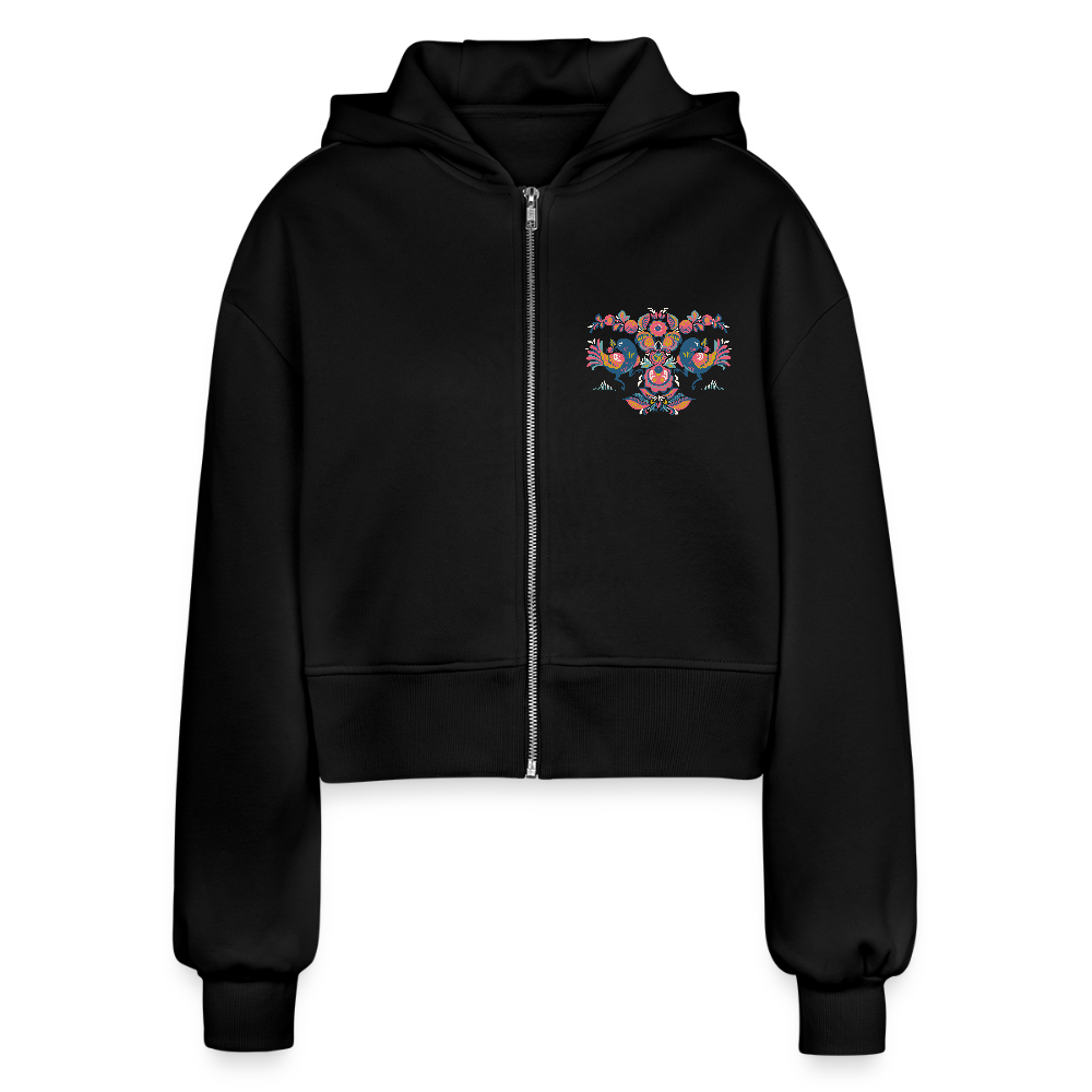 Vrouwen oversized cropped ziphoodie - zwart