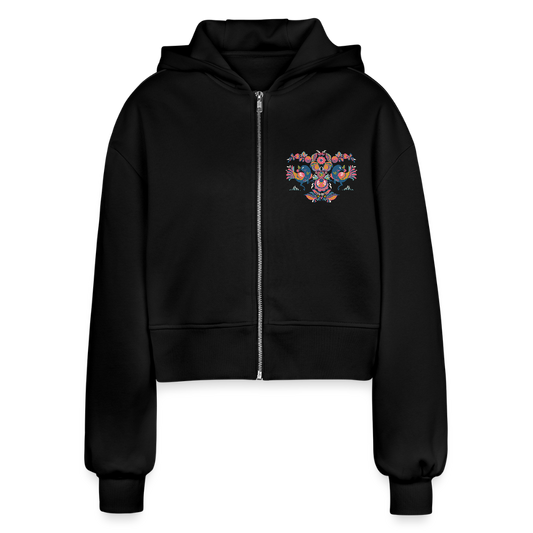 Vrouwen oversized cropped ziphoodie - zwart