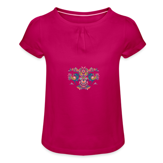 Meisjes-T-shirt met plooien - fuchsia