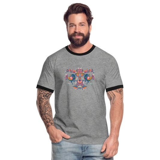 Mannen contrastshirt - grijs gemêleerd/zwart