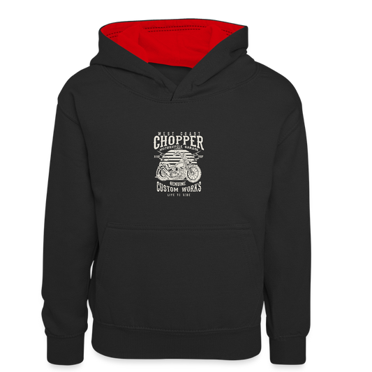 Teenager contrast-hoodie/kinderen contrast-hoodie - zwart/rood