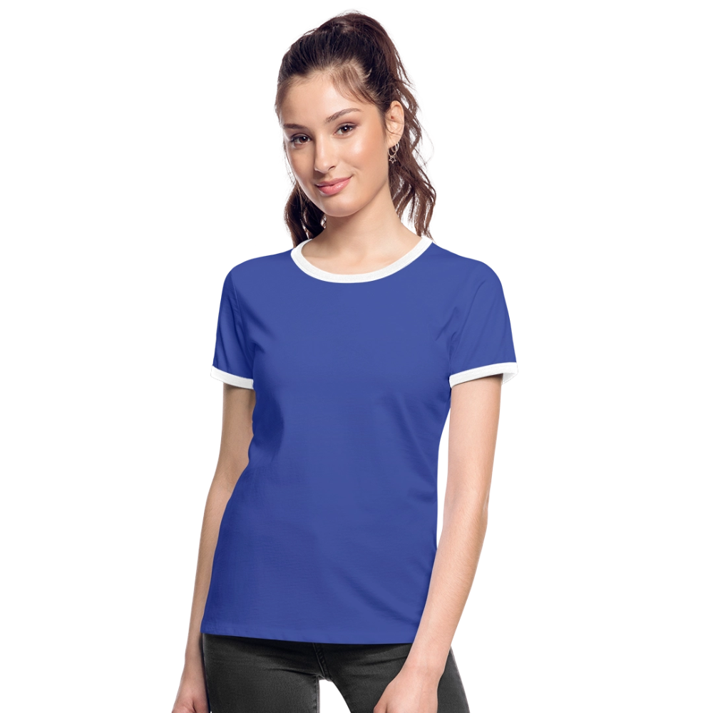 Vrouwen contrastshirt - blauw/wit