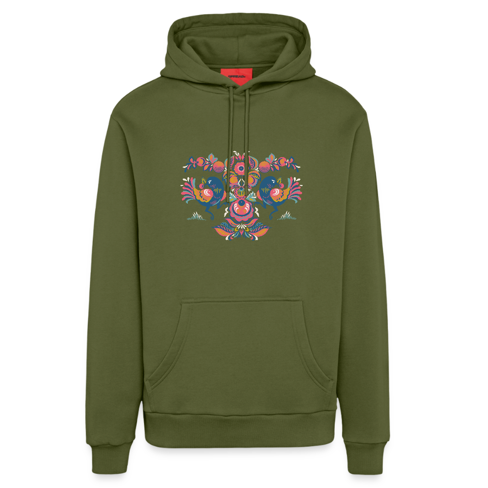 Organic relaxed hoodie made in EU - MOSS GREEN