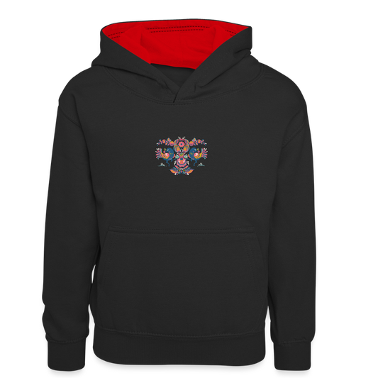 Teenager contrast-hoodie/kinderen contrast-hoodie - zwart/rood