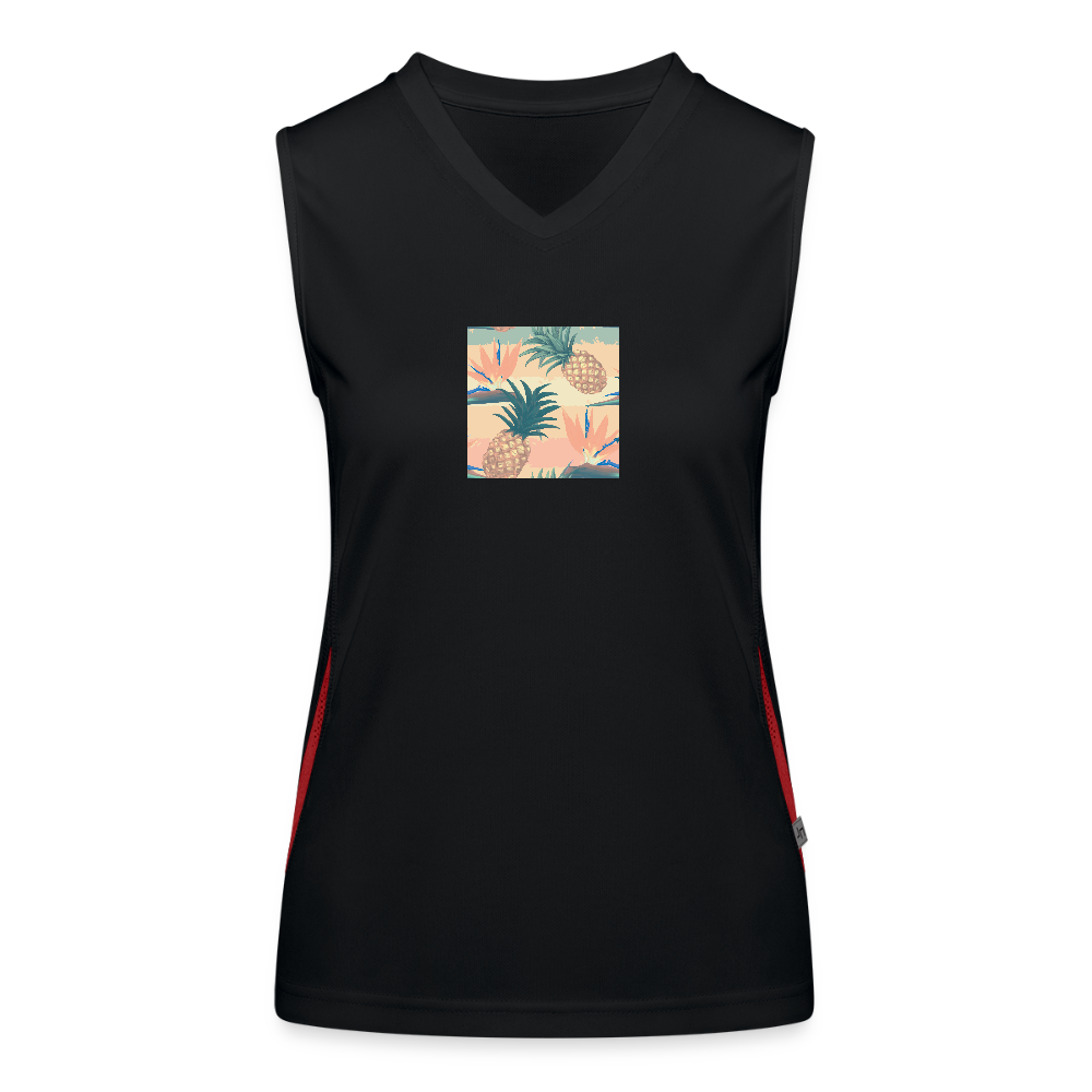 Functionele contrasterende tanktop voor vrouwen - zwart/rood