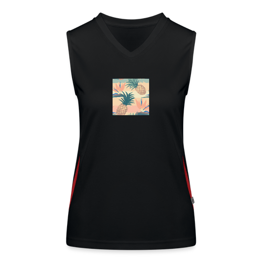 Functionele contrasterende tanktop voor vrouwen - zwart/rood