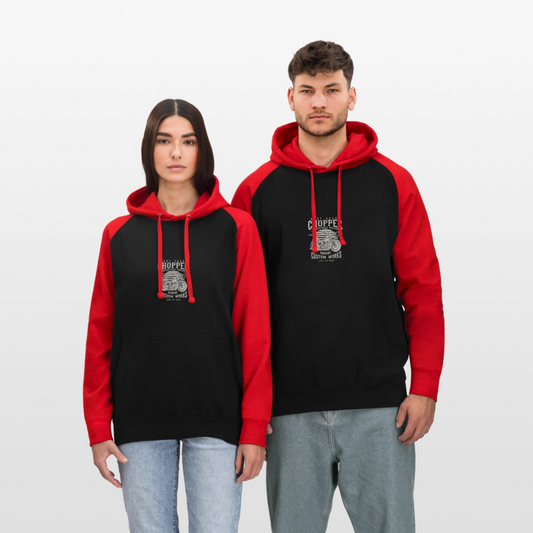 Unisex baseball hoodie - zwart/rood
