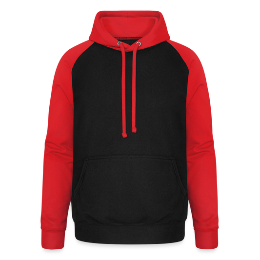 Unisex baseball hoodie - zwart/rood