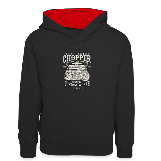 Teenager contrast-hoodie - zwart/rood