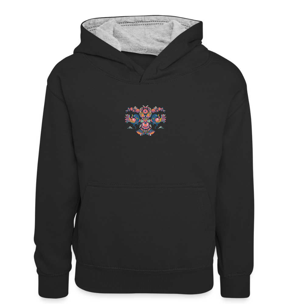 Teenager contrast-hoodie - zwart/grijs gemêleerd