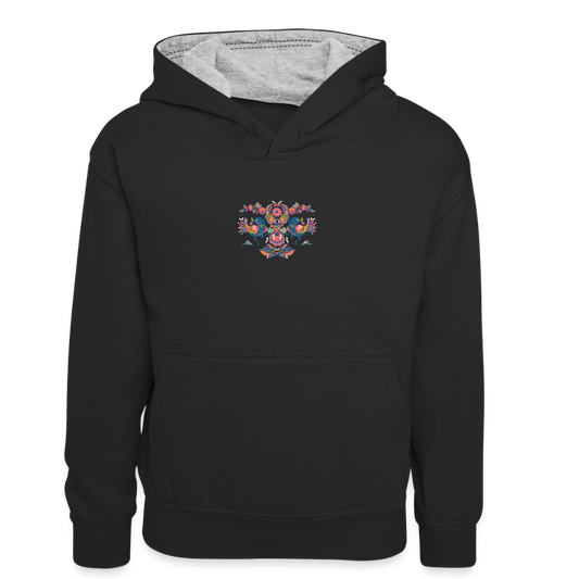 Teenager contrast-hoodie - zwart/grijs gemêleerd