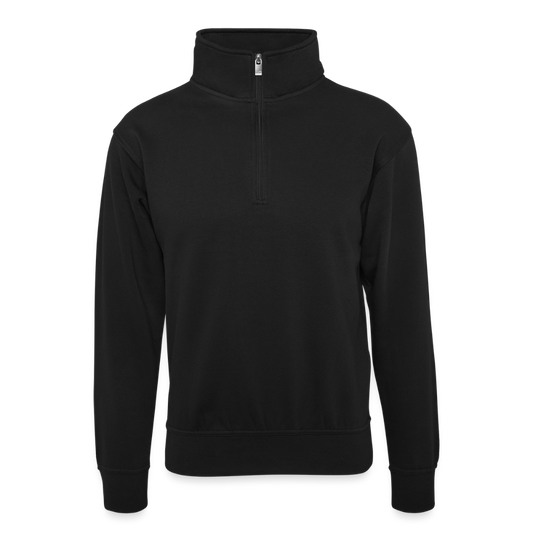 Uniseks sweater met zip-kraag - zwart