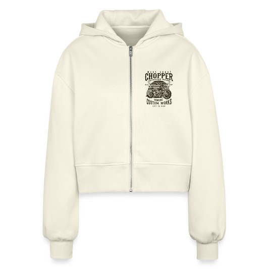 Vrouwen oversized cropped ziphoodie - nature