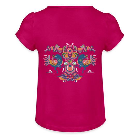 Meisjes-T-shirt met plooien - fuchsia
