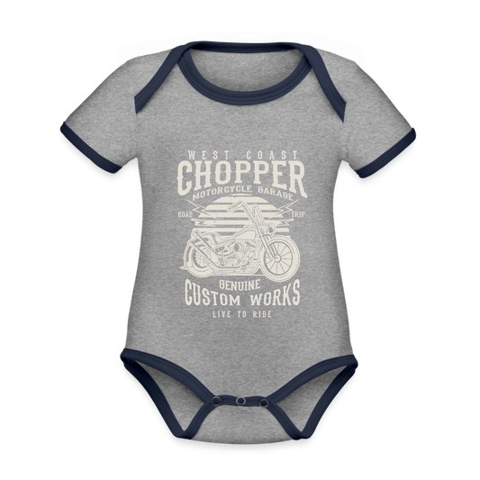 Baby contrasterend bio-rompertje met korte mouwen - grijs gemêleerd/navy