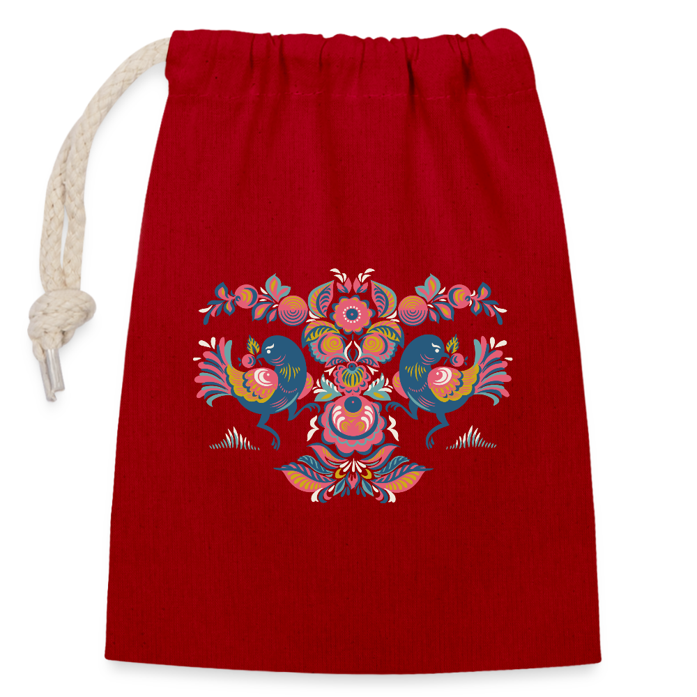 Afsluitbare cadeauzak van katoen (14x20cm) - rood