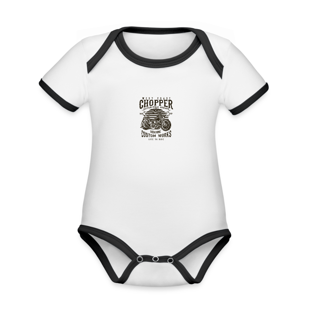 Baby contrasterend bio-rompertje met korte mouwen - wit/zwart