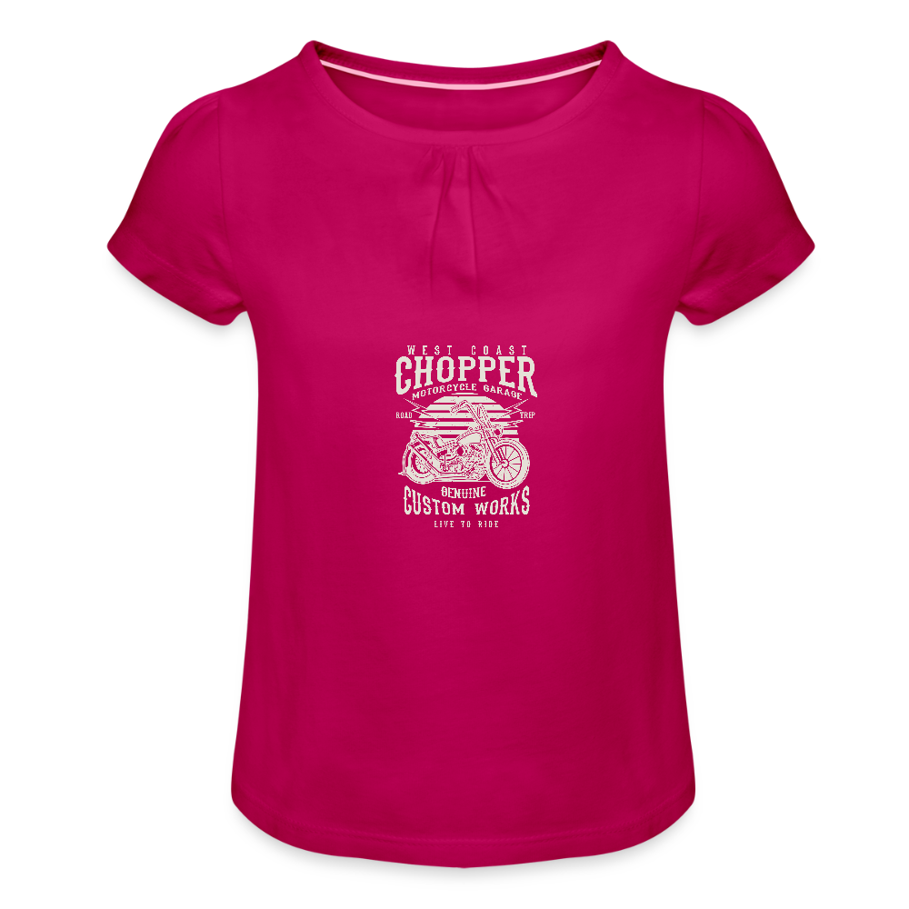 Meisjes-T-shirt met plooien - fuchsia