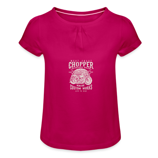 Meisjes-T-shirt met plooien - fuchsia